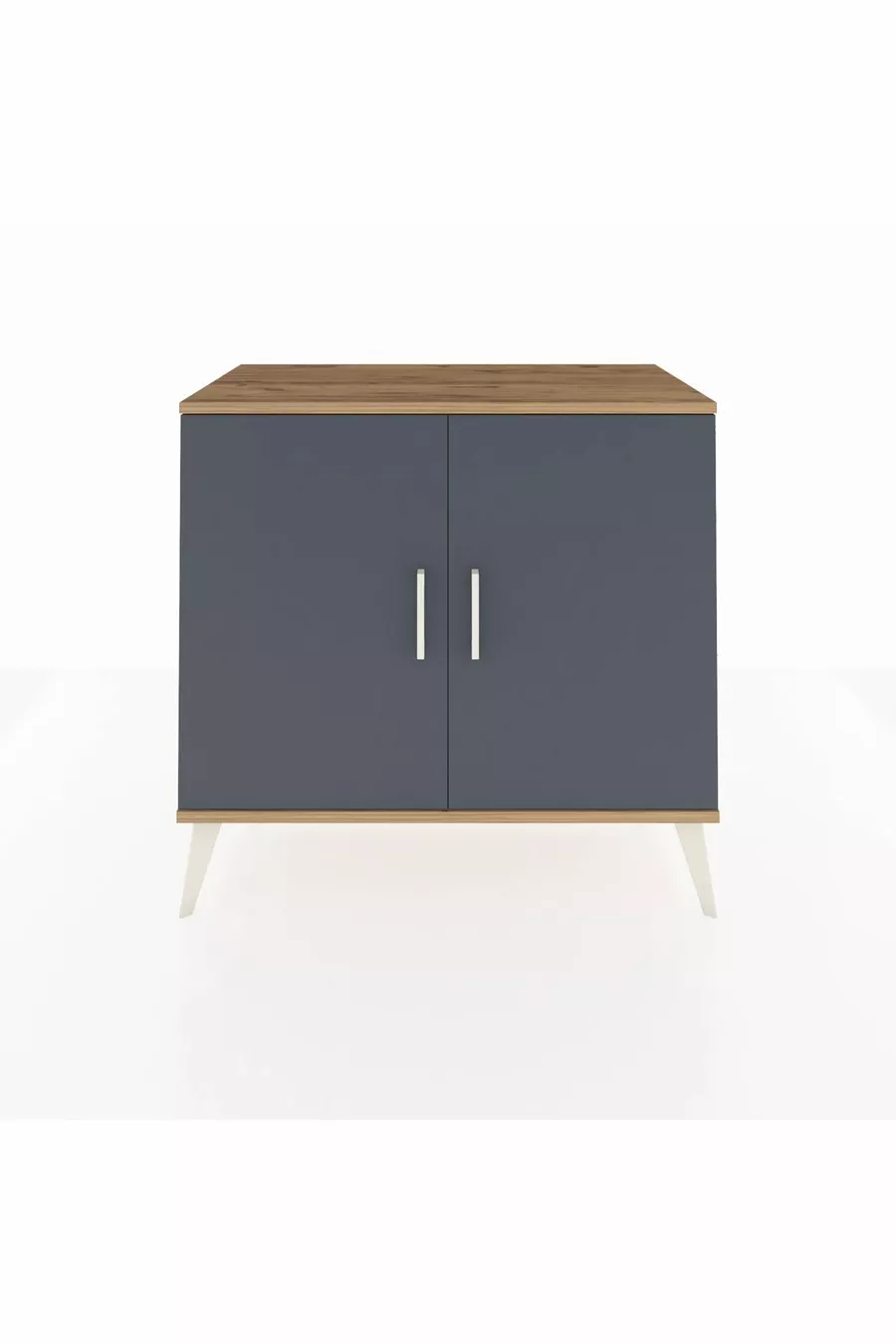Commode Hyperion 2 étagères 2 portes Pin-Anthracite/Pierre de lune