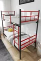 Lit superposé Koza Ranza compatible avec matelas, rouge, cadre métallique détachable