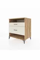 Commode Kronos à une étagère et 2 tiroirs en pin et pierre de lave