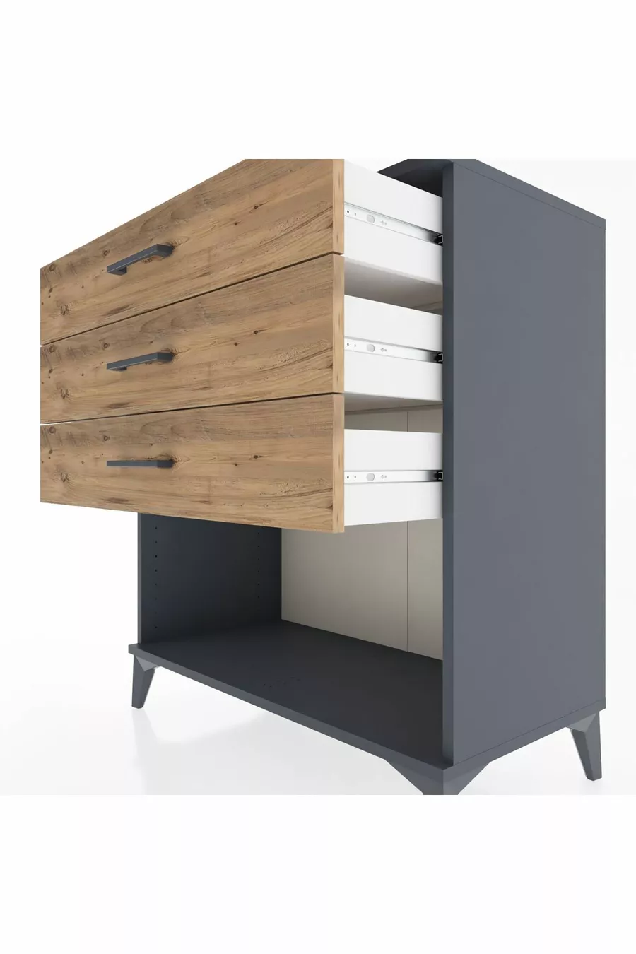 Commode Hyperion 3 tiroirs Anthracite-Sapin