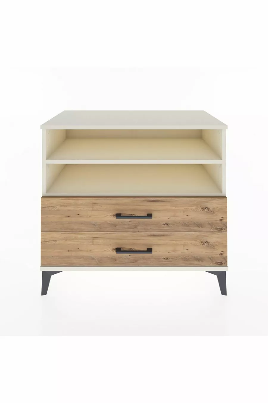 Commode Hyperion 2 étagères 2 tiroirs Pierre de lune-Pin