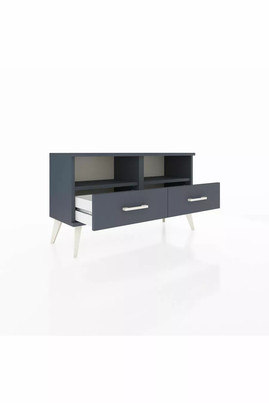 Commode Arges 2 étagères 2 tiroirs Anthracite-Anthracite