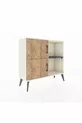 Commode Arges 2 étagères 2 portes Pierre de lune-Pin/Anthracite