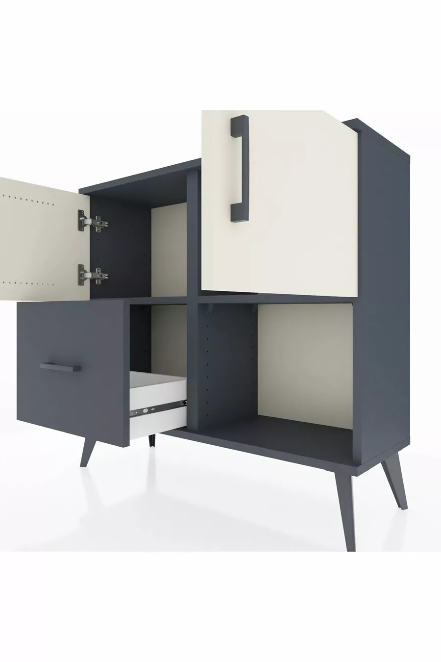 Commode Arges à 2 étagères, 1 tiroir, 2 portes, Anthracite-Pierre de lune/Anthracite