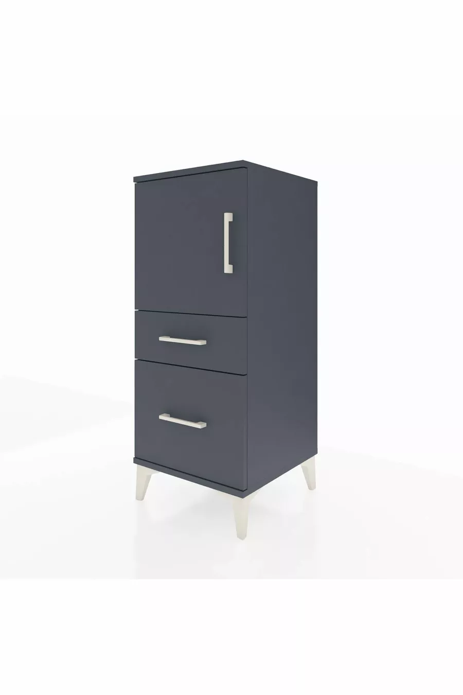 Chevet Hyperion avec 2 étagères, 2 tiroirs et 1 porte, Anthracite-Anthracite