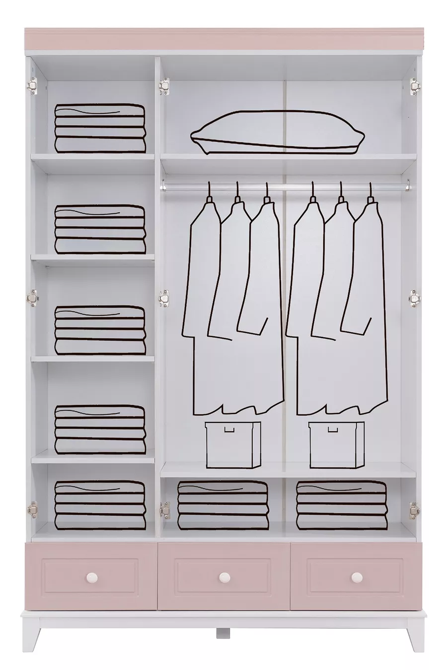 Chambre d'enfant Montessori - Armoire 3 portes City Montessori, Lit superposé - Rose