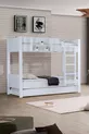 Lits superposés, lits superposés modulables en Asie avec armoire à deux portes, blanc, 2 matelas confort
