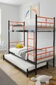 Lit superposé Koza avec tiroirs, compatible avec trois personnes, métal orange
