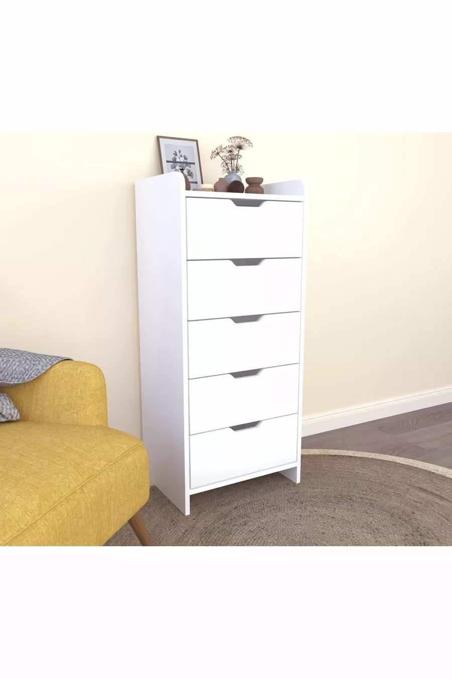 COMMODE BLANCHE LODOS À 5 TIROIRS
