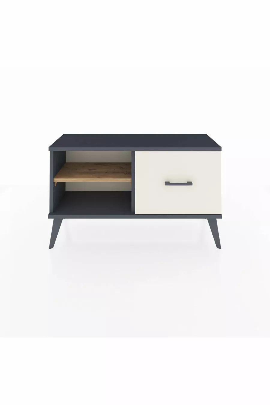 Commode Arges à une étagère et un tiroir Anthracite-Pin/Gris pierre