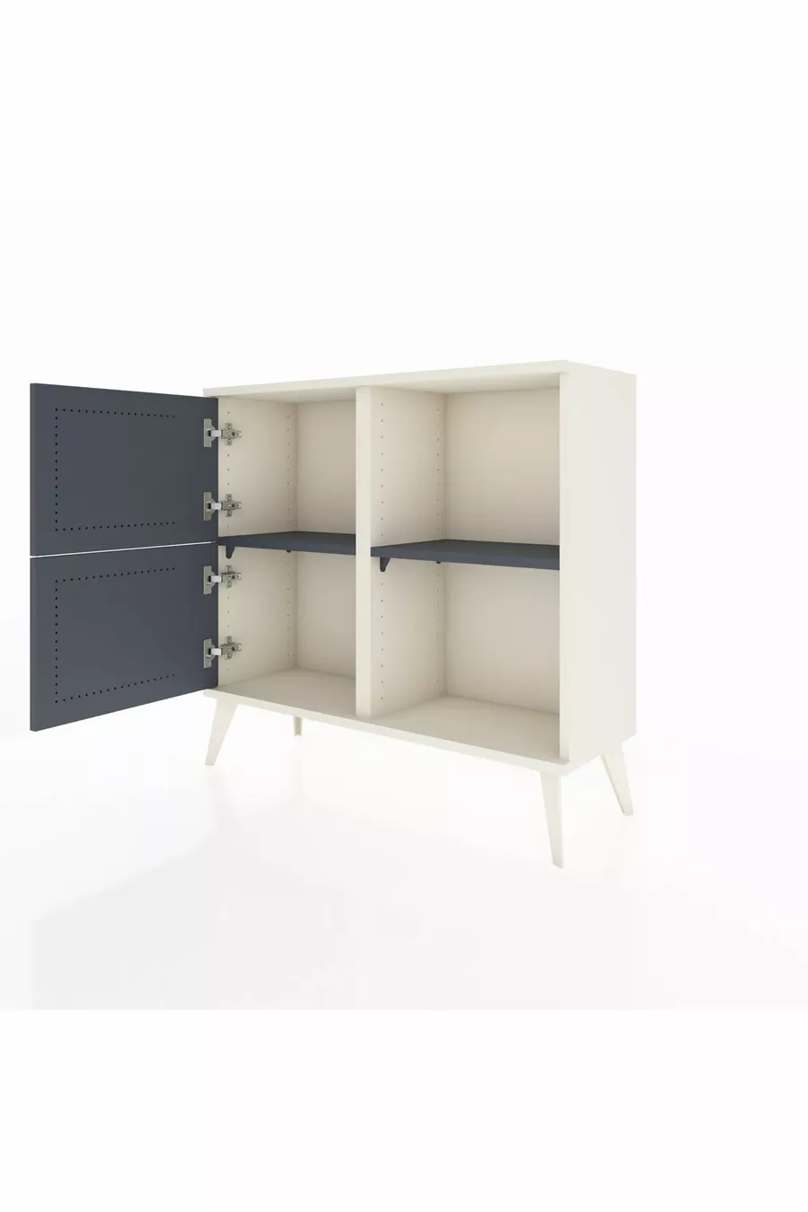 Commode Arges 2 étagères 2 portes Pierre de lune-Anthracite