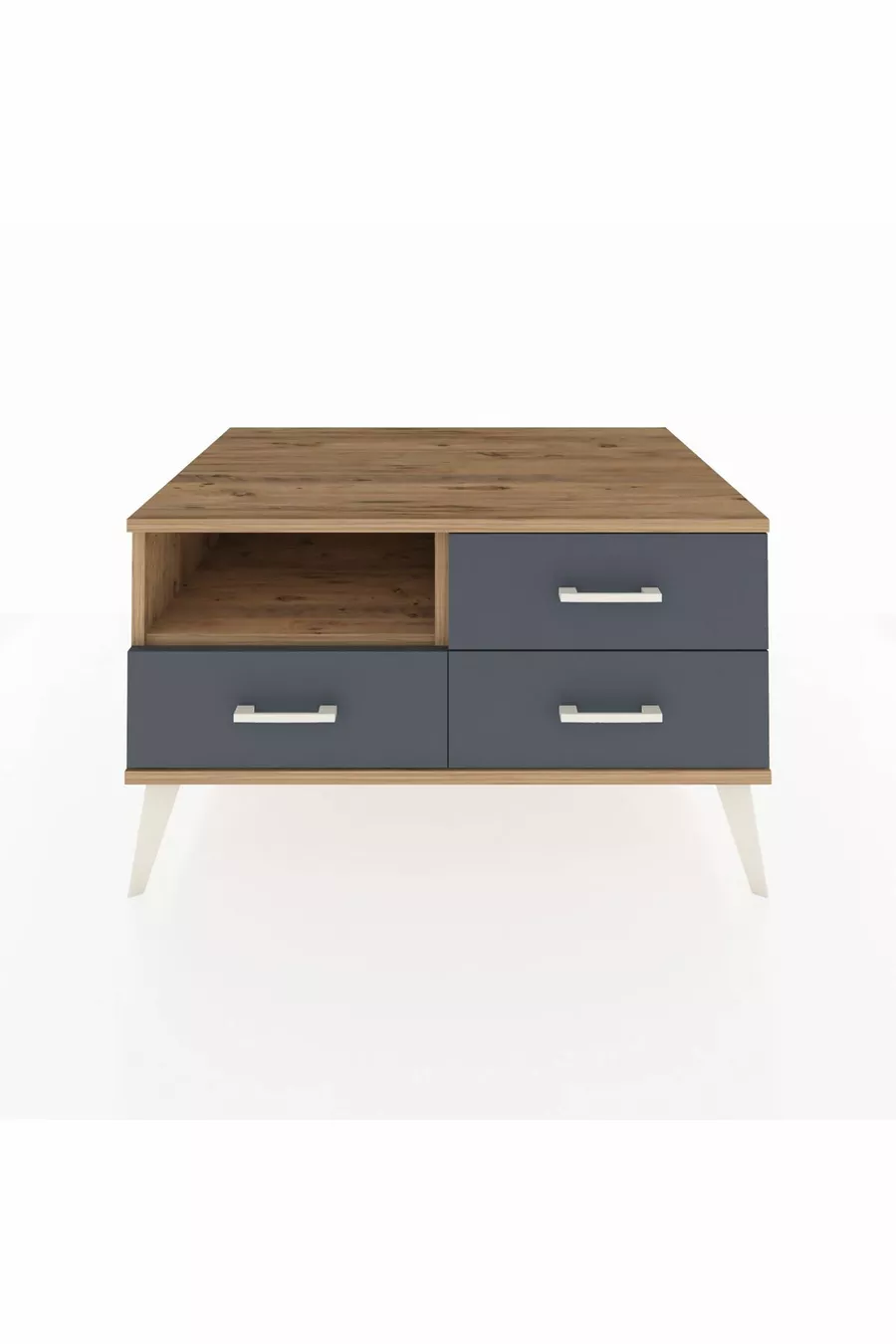 Commode Kronos à une étagère et 3 tiroirs Pin-Pin/Anthracite