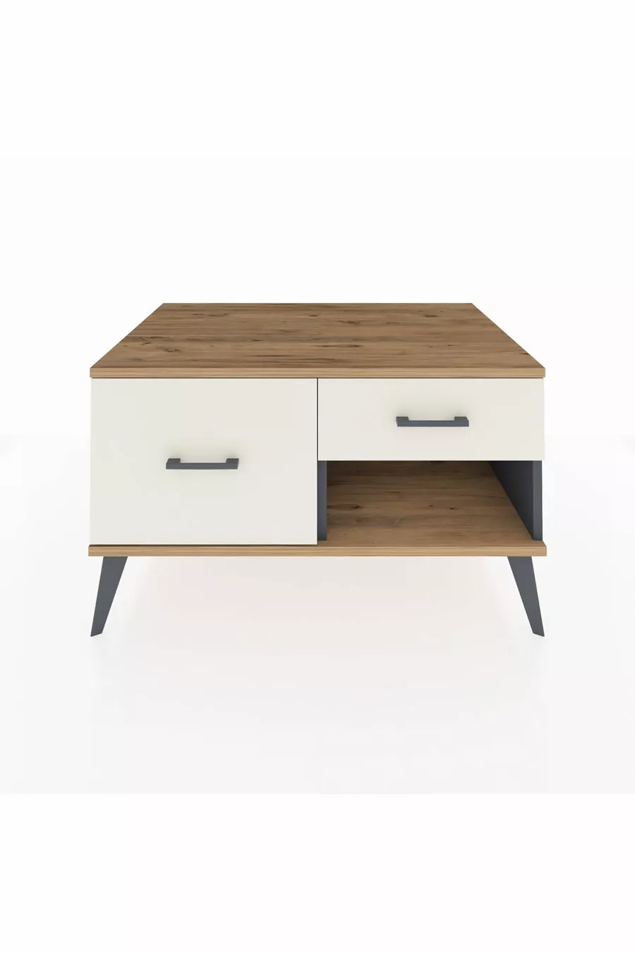Commode Kronos 2 tiroirs Anthracite-Sapin/Pierre de lune