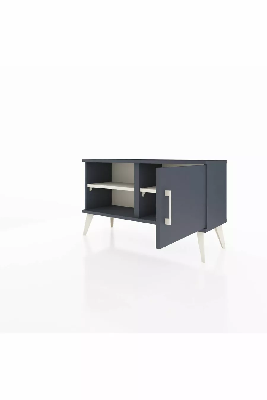 Commode Arges avec 2 étagères et une porte Anthracite-Anthracite/Marbre