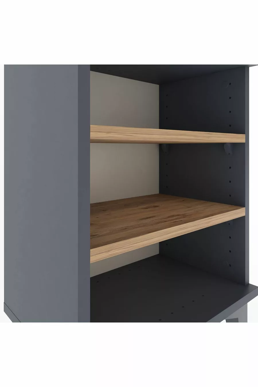 Chevet Arges à 2 étagères Anthracite-Bois de pin