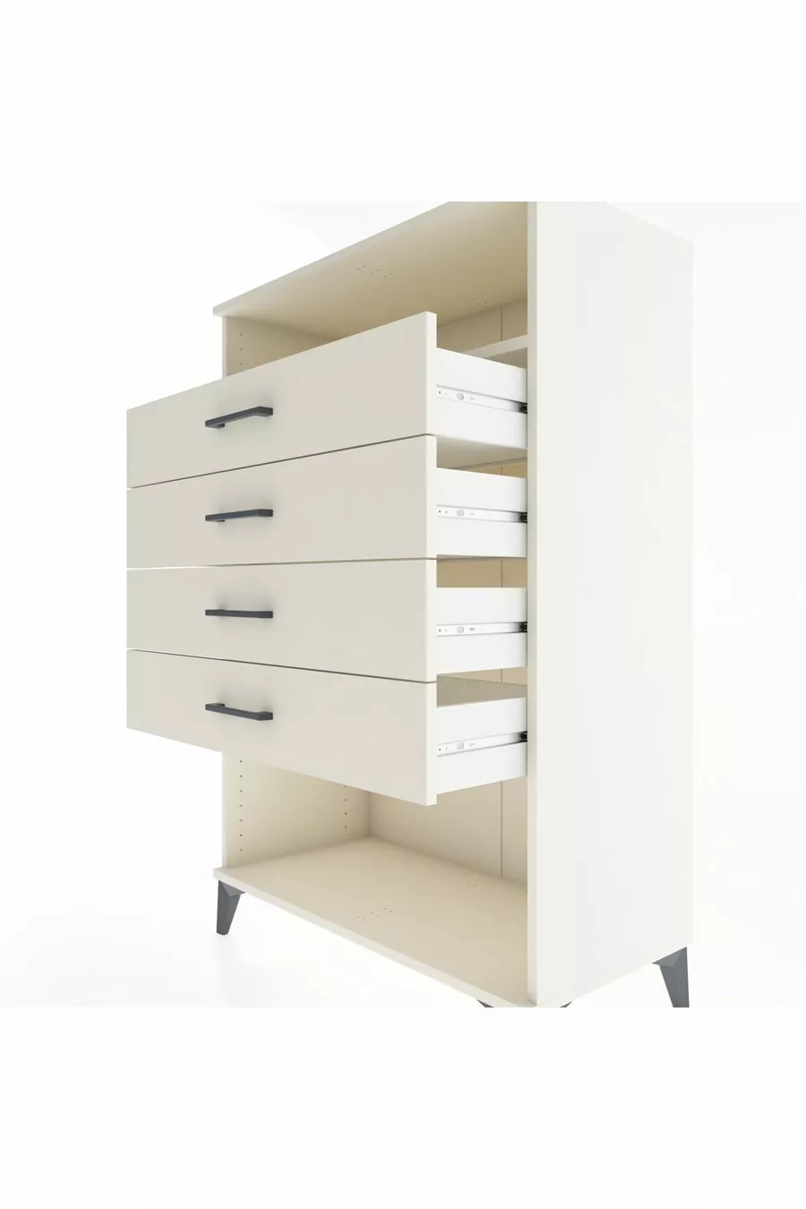 Armoire Hyperion à une étagère et quatre tiroirs, couleur Pierre de Lune