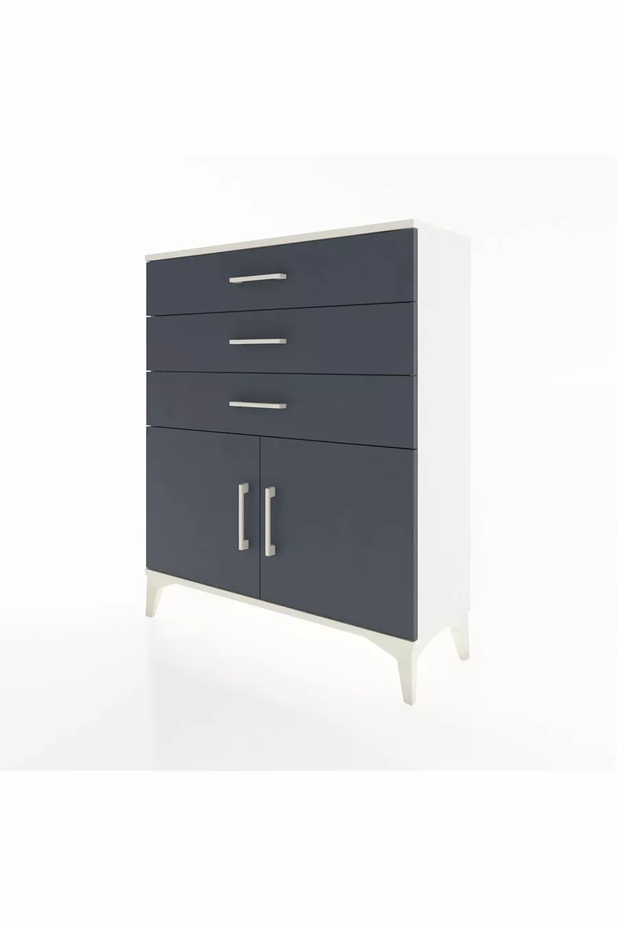 Commode Arges avec une étagère, 3 tiroirs et 2 portes, Pierre de lune-Anthracite