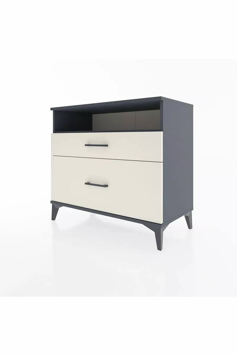 Commode Hyperion à une étagère et 2 tiroirs Anthracite-Pierre de Lune