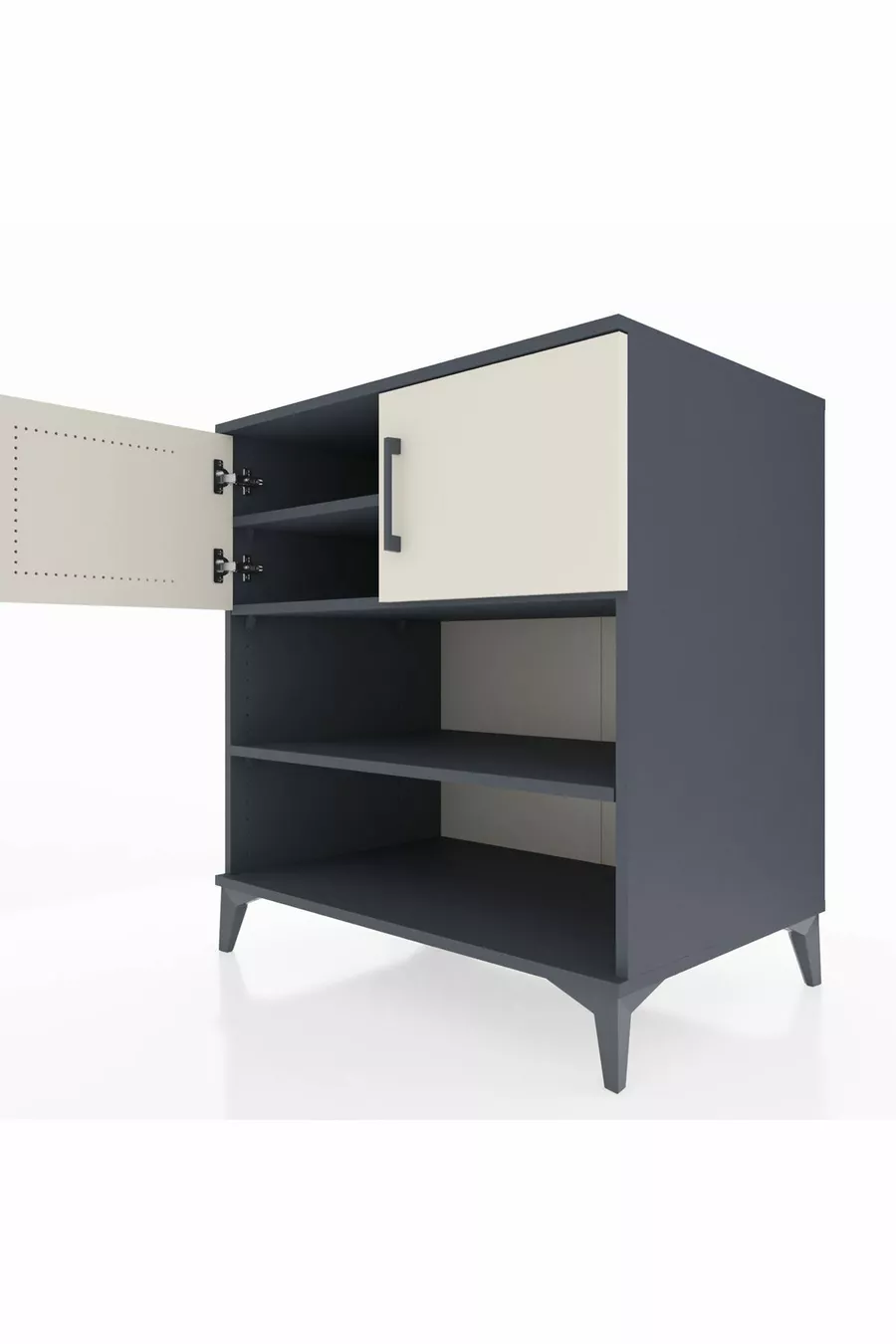Commode Kronos 3 étagères 2 portes Anthracite-Pierre de lune