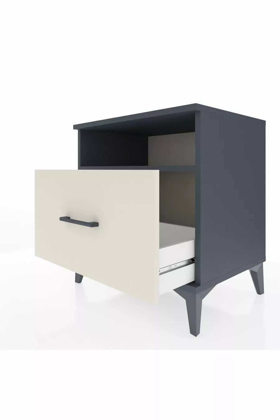 Table de chevet Hyperion avec une étagère et un tiroir, anthracite-ardoise