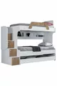 Lits superposés, Lit superposé avec lit d'appoint Inci - Noyer 2 matelas Comfort