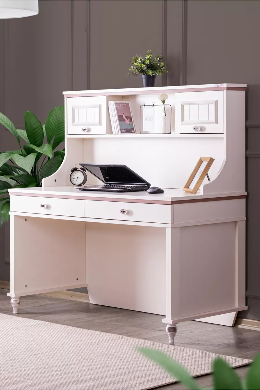 Chambre d'enfant Ezgi Lux - Armoire 3 portes, Lit, Table de chevet, Bureau, Commode