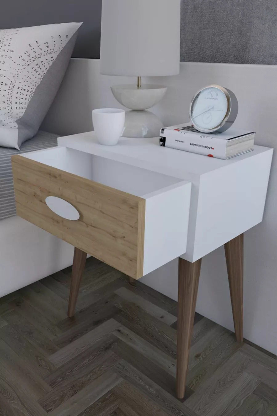Table de chevet Komot Trend - Chêne Saphir