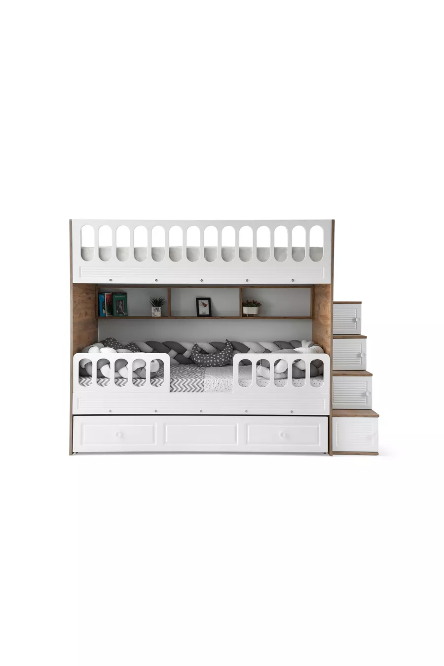 Lits superposés à volets / 2 matelas avec ressorts en bambou inclus / MDF à 100%