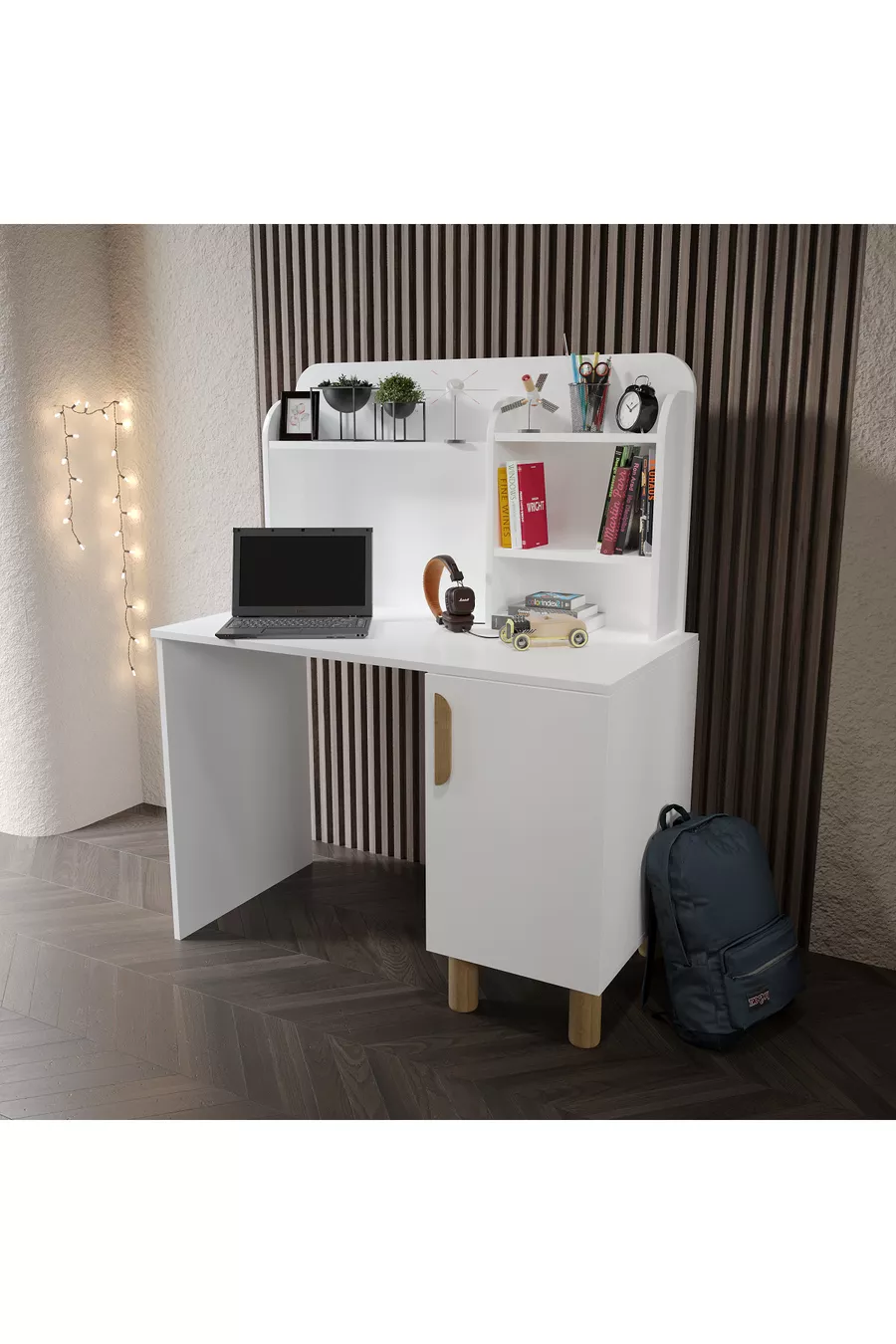 Ensemble de chambre d'enfant bohème blanc entièrement en MDF (4 pièces)