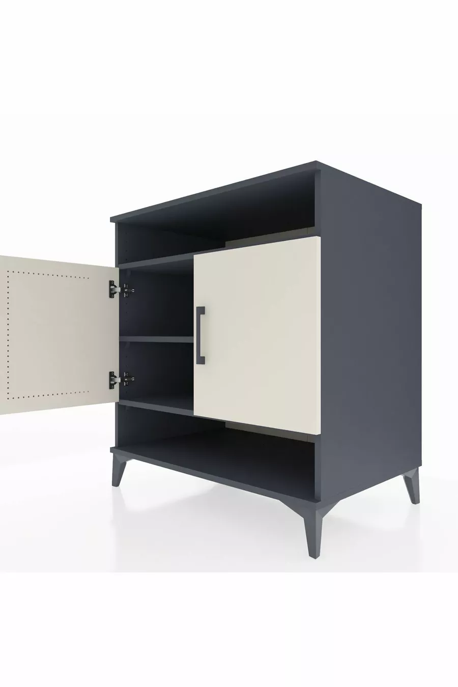 Commode Kronos 3 étagères 2 portes Anthracite-Pierre de lune