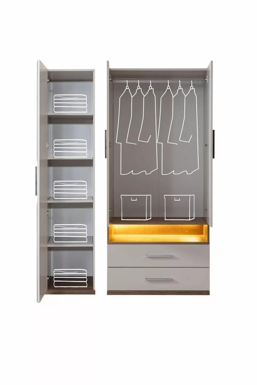 Chambre d'enfant - Armoire à 5 portes avec miroir, lit, table de chevet, bureau, bibliothèque