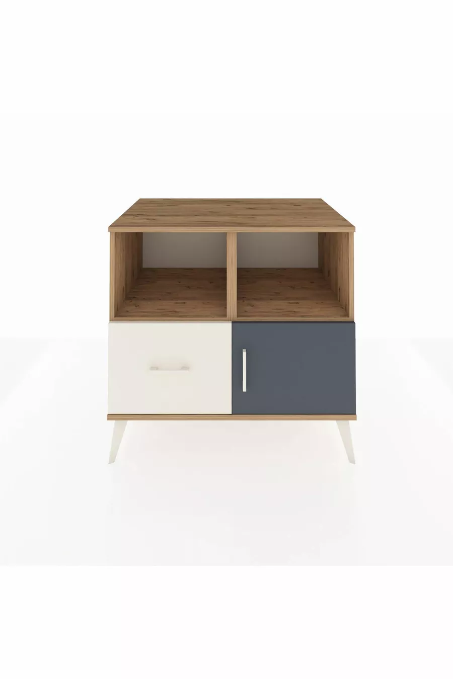 Commode Kronos avec 2 étagères, 1 tiroir et 1 porte, pin-anthracite/pierre de lune