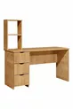 Lit superposé, litera avec armoire et bureau, noyer clair, 1 matelas Comfort