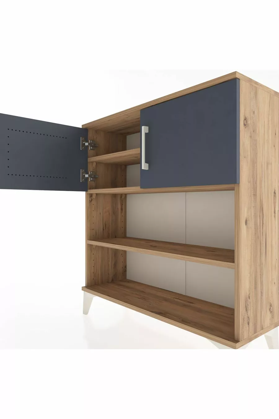 Commode Arges 3 étagères 2 portes Pin-Anthracite
