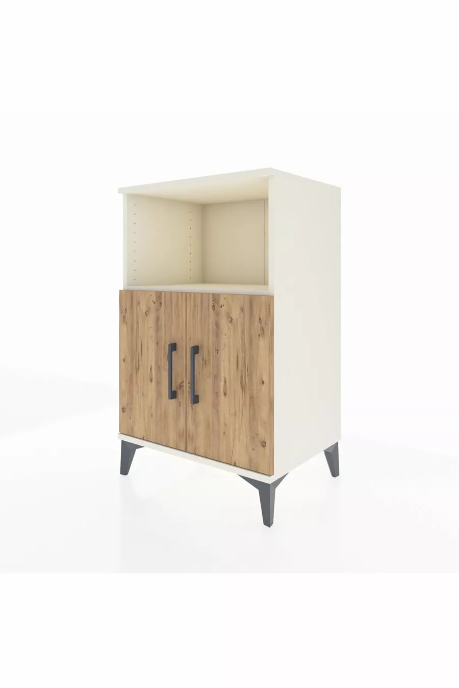 Commode Hyperion à 2 étagères et 2 portes, Pierre de Lune-Pin