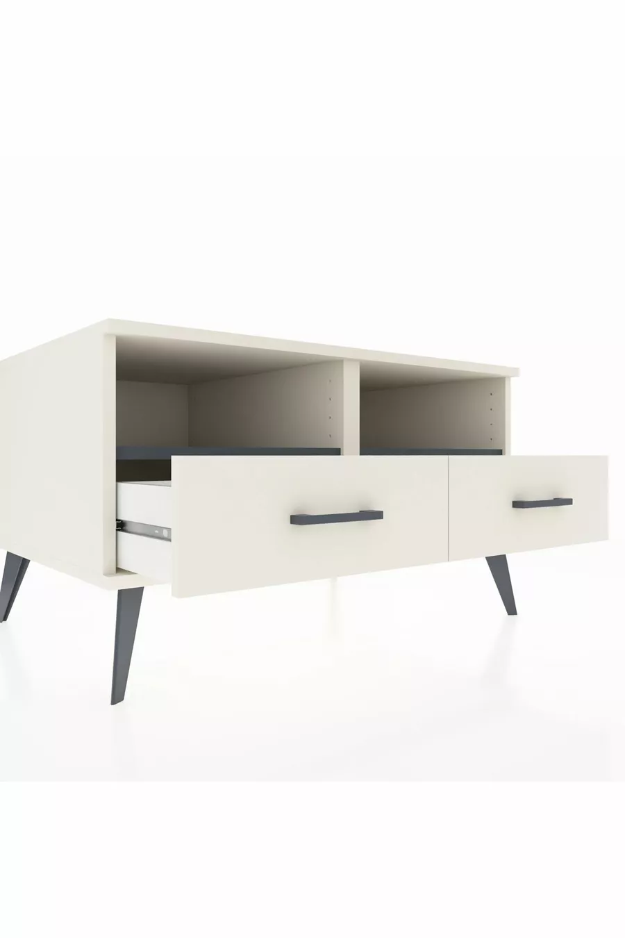 Commode Kronos 2 étagères 2 tiroirs Pierre de Lune-Anthracite/Pierre de Lune