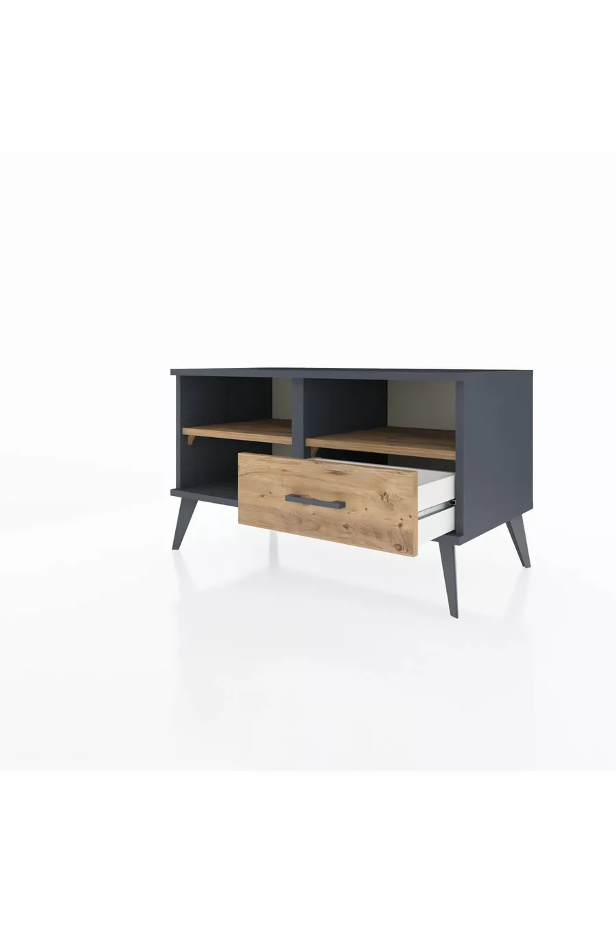 Commode Hyperion 2 étagères 1 tiroir Anthracite-Épicéa