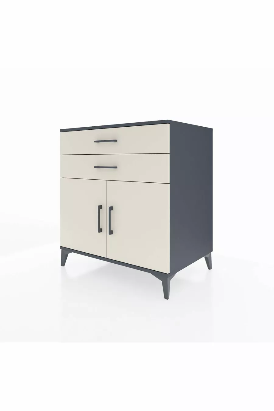Commode Kronos avec une étagère, 2 tiroirs et 2 portes, anthracite-pierre de lune