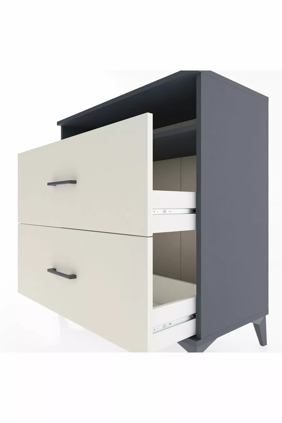 Commode Hyperion à une étagère et 2 tiroirs Anthracite-Pierre de Lune