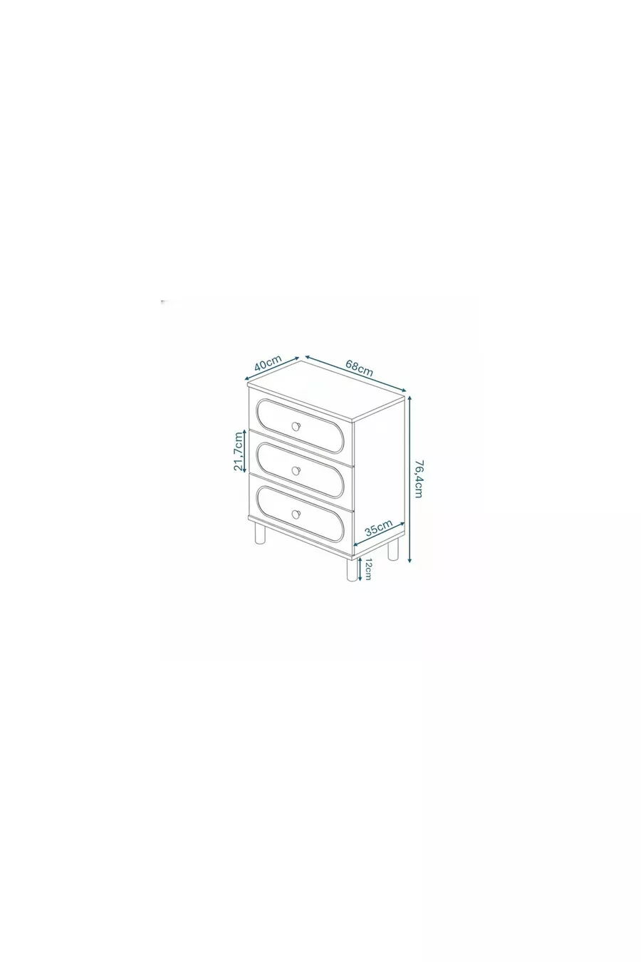 Commode bohème blanche à 3 tiroirs - MDF de première qualité