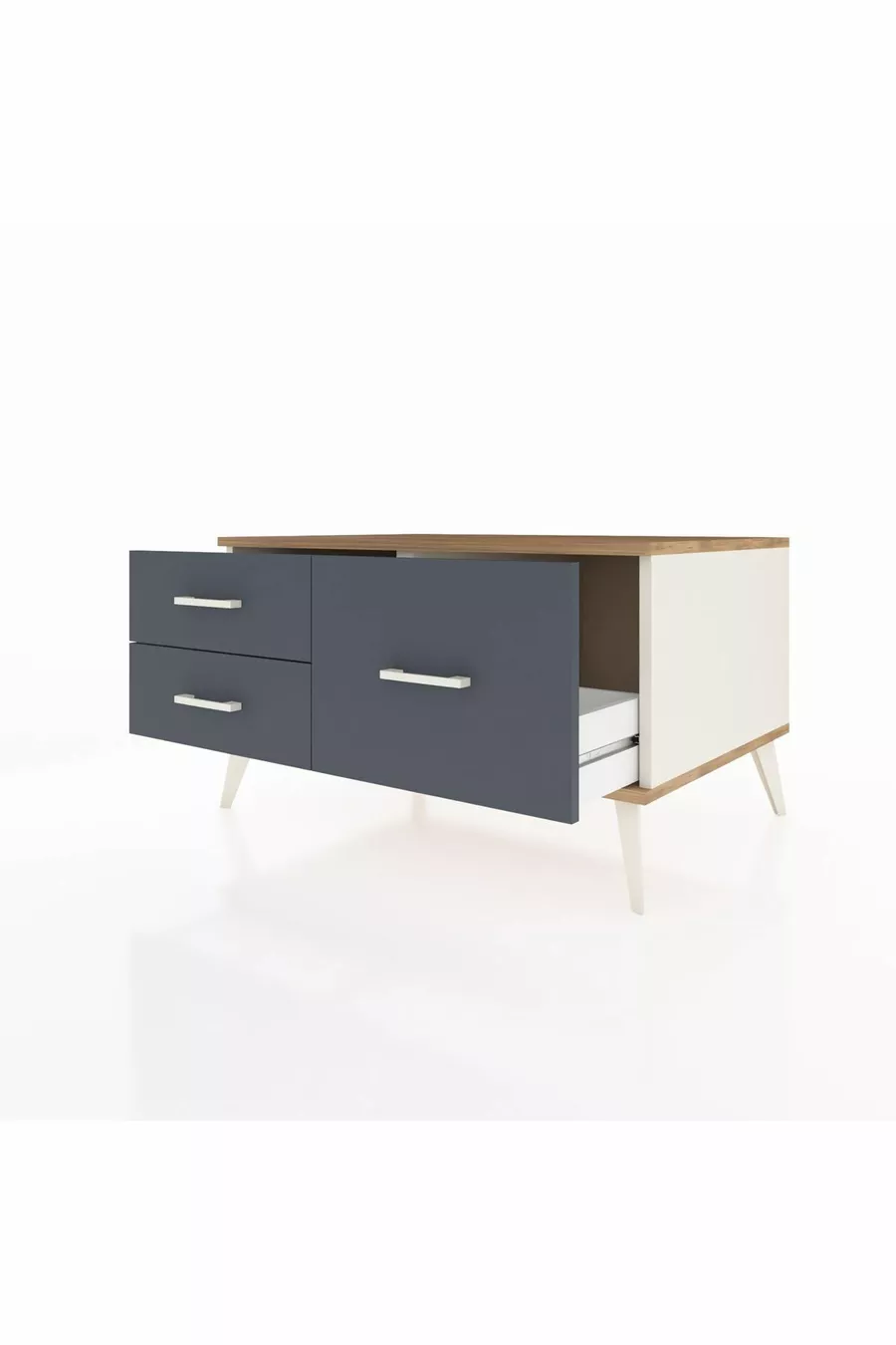 Commode Kronos 3 étagères Pierre de lune-Pin/Anthracite