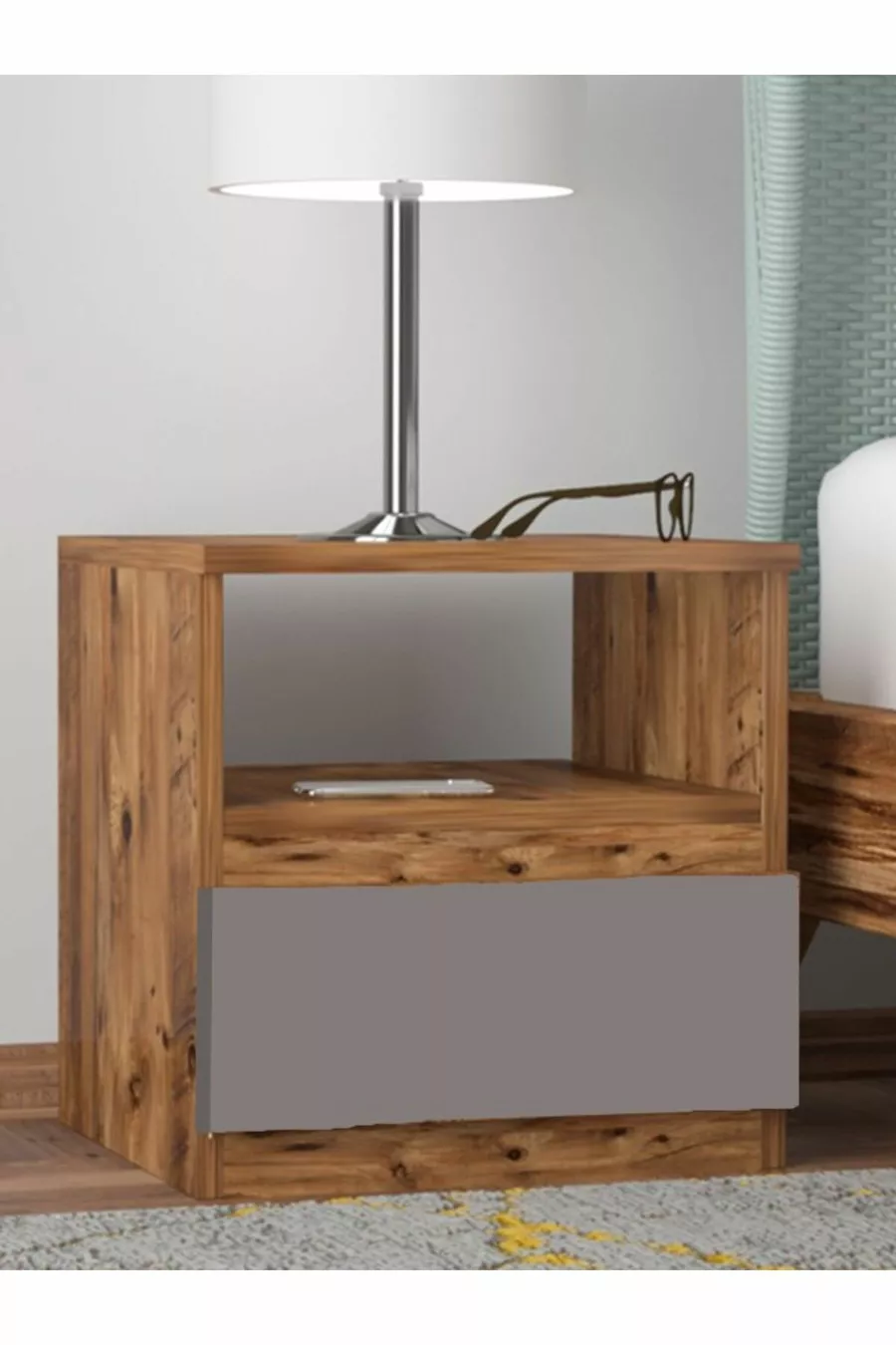 UMUT COMMODE ANTHRACITE GRIS - PIN DE L'ATLANTIQUE 1 TIROIR CM