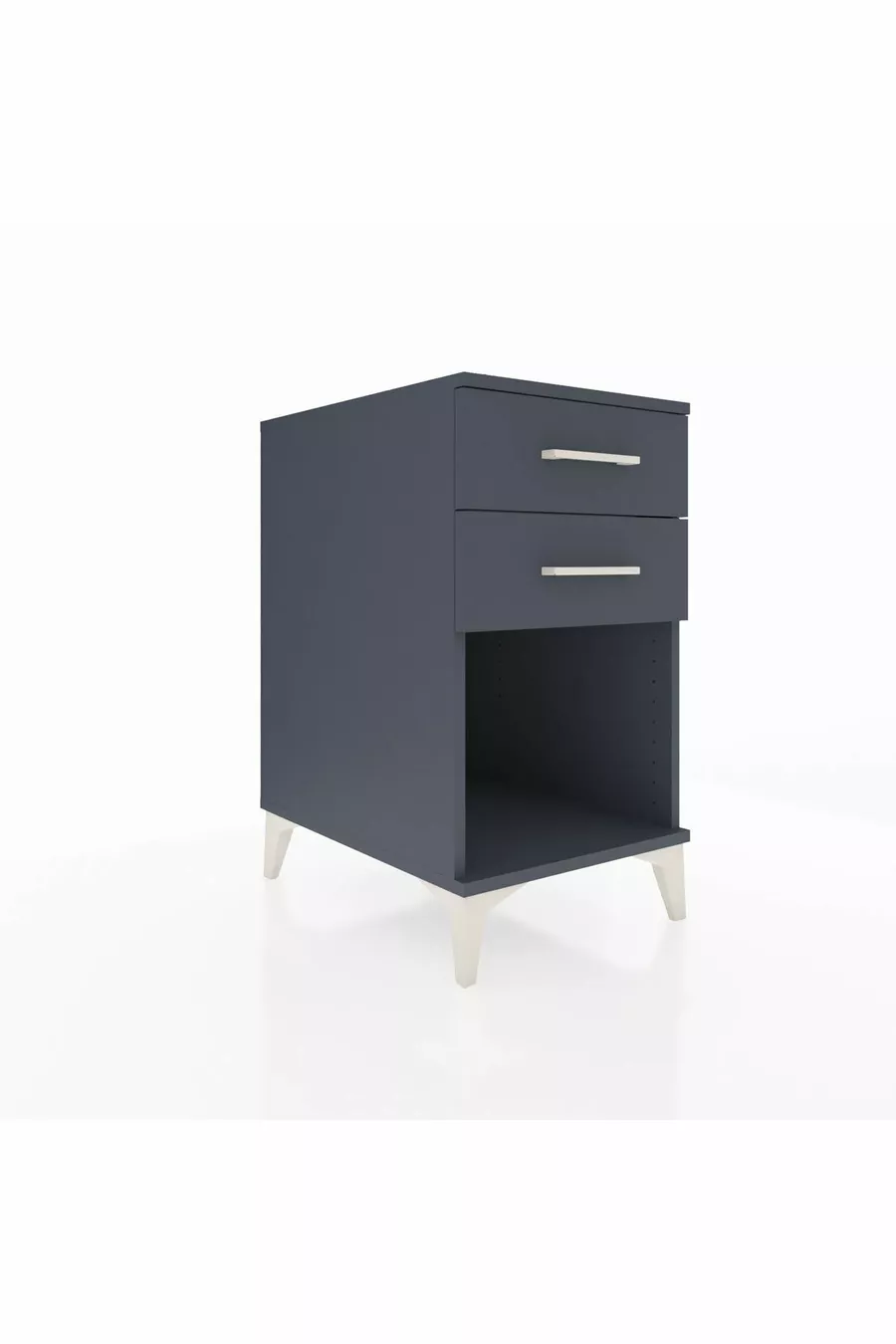 Table de chevet Kronos à 2 tiroirs Anthracite-Anthracite
