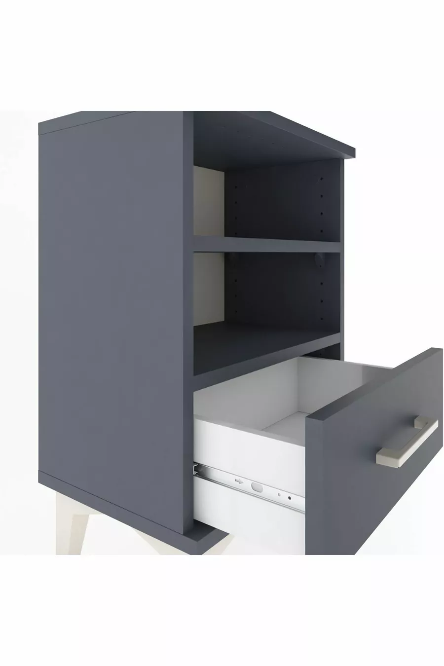 Chevet Arges à 2 étagères et 1 tiroir Anthracite-Anthracite