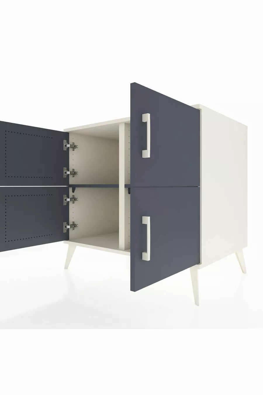 Commode Kronos 2 étagères 4 portes Pierre de Lune-Anthracite
