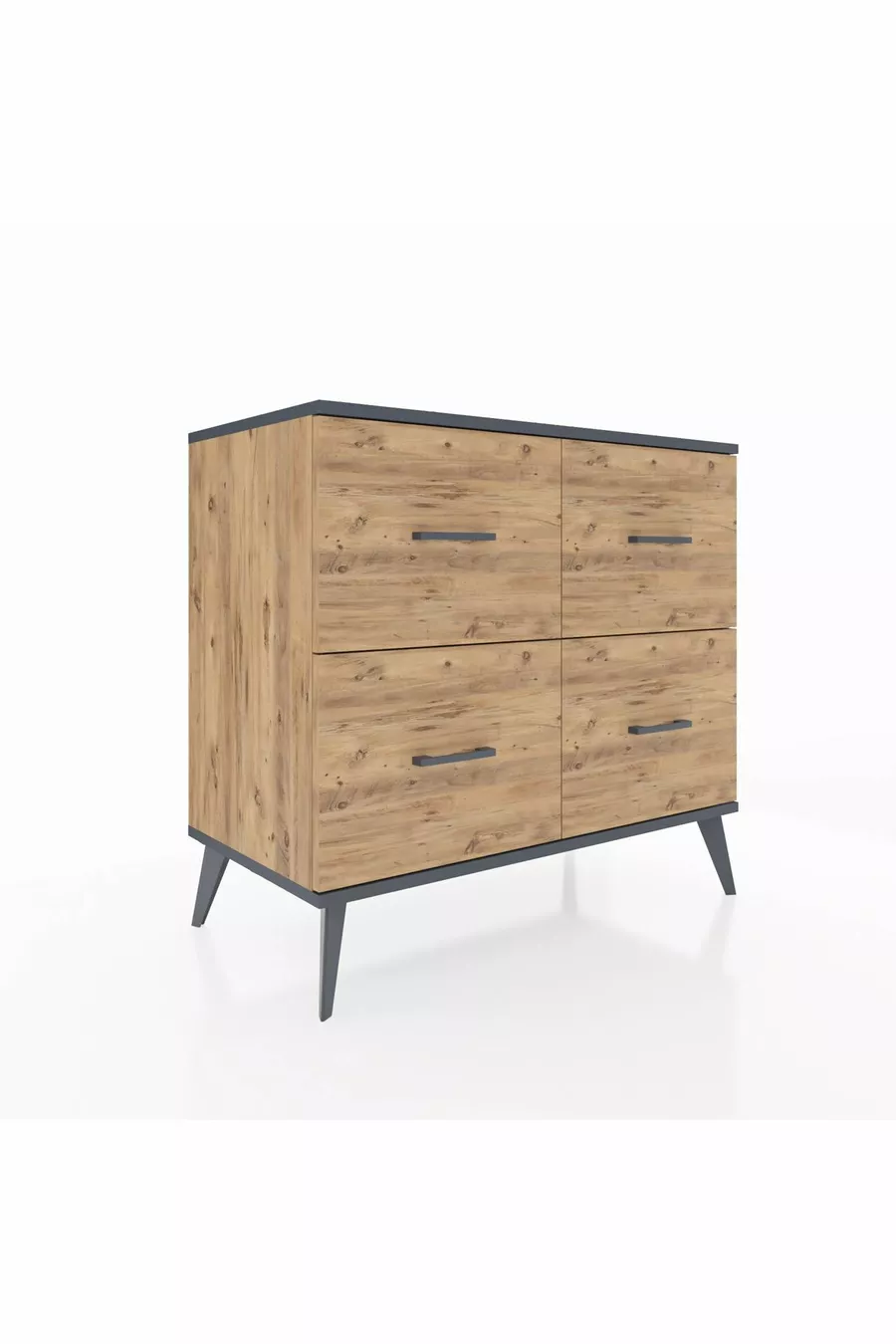 Commode Hyperion 4 tiroirs Pin-Anthracite/Pin