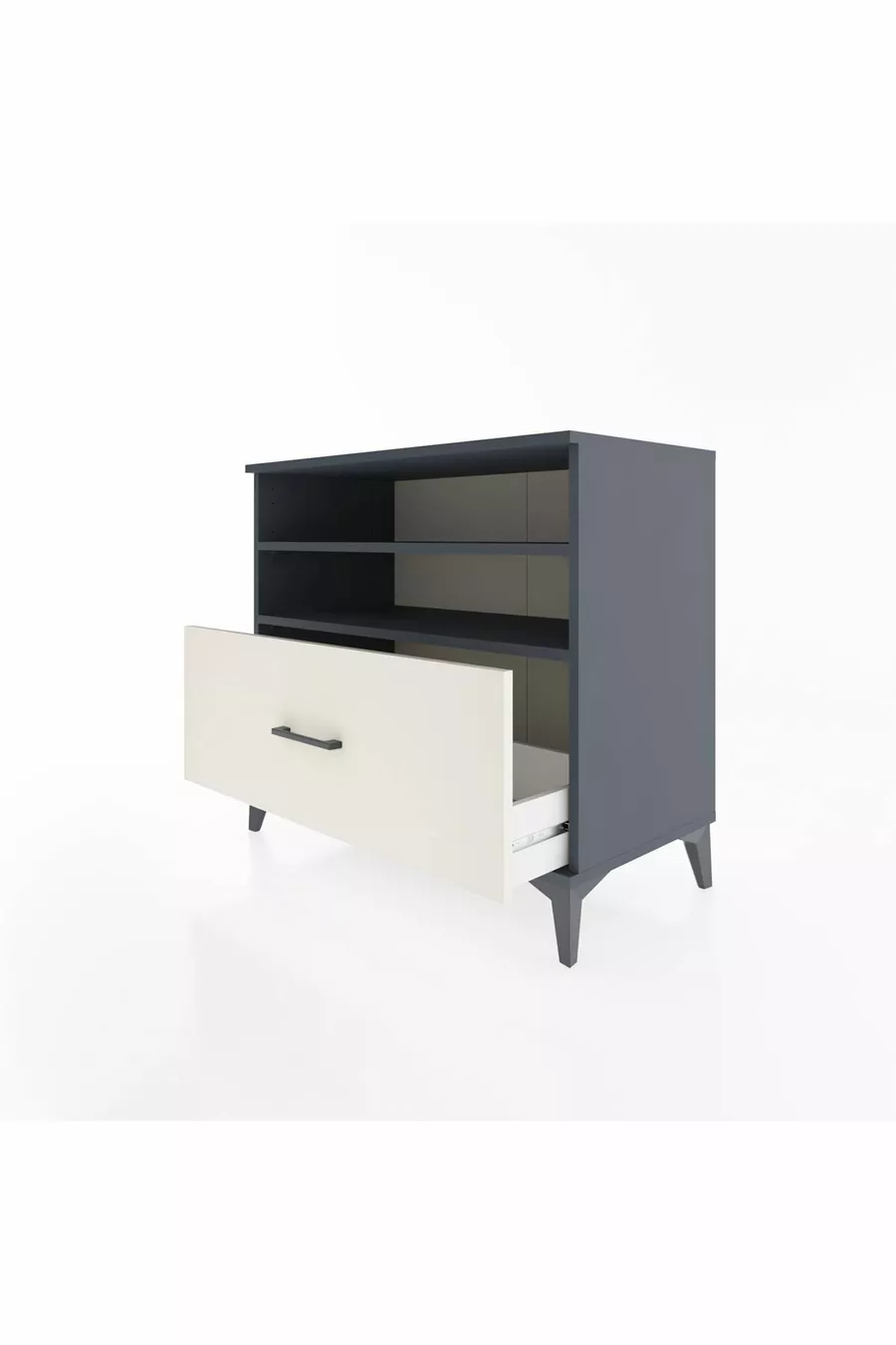 Commode Hyperion 2 étagères 1 tiroir Anthracite-Pierre de lune