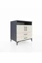 Commode Kronos avec 3 étagères, 2 tiroirs et 2 portes, Anthracite-Sable