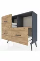 Commode Arges à une étagère et 3 tiroirs Anthracite-Pin