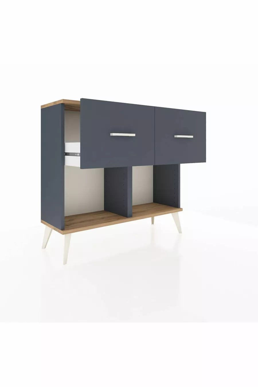 Commode Arges 2 tiroirs Anthracite-Cèdre/Anthracite